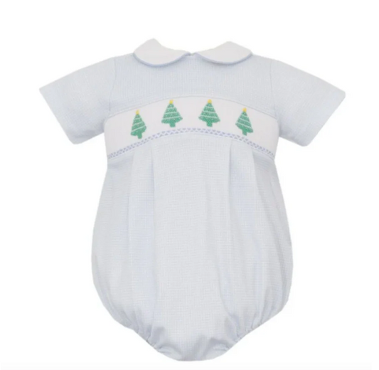 Blue Check Christmas Tree Bubble