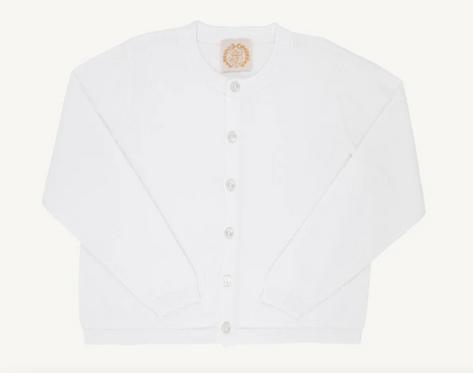 Cambridge Cardigan Pearl Buttons - Worth Ave White