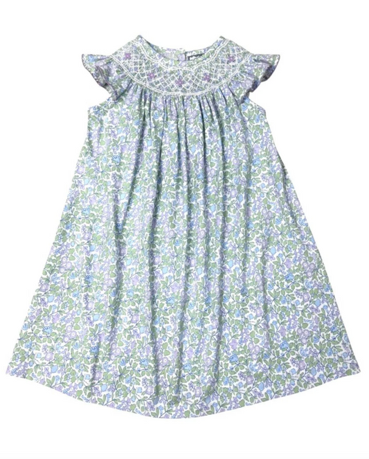 Lilac Floral Smocked Angel Wing Bishop
