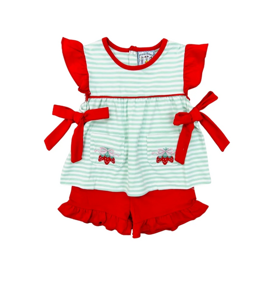 Stawberry Bow Short Set