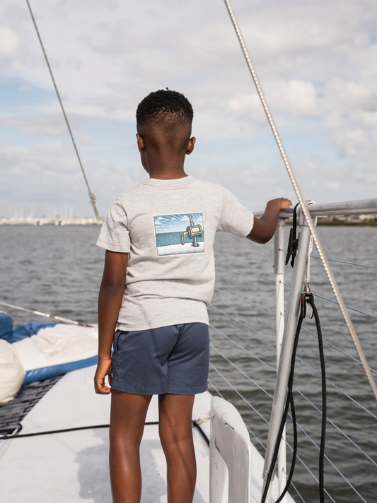 Offshore Reel SS Graphic T - Shirt - Grey