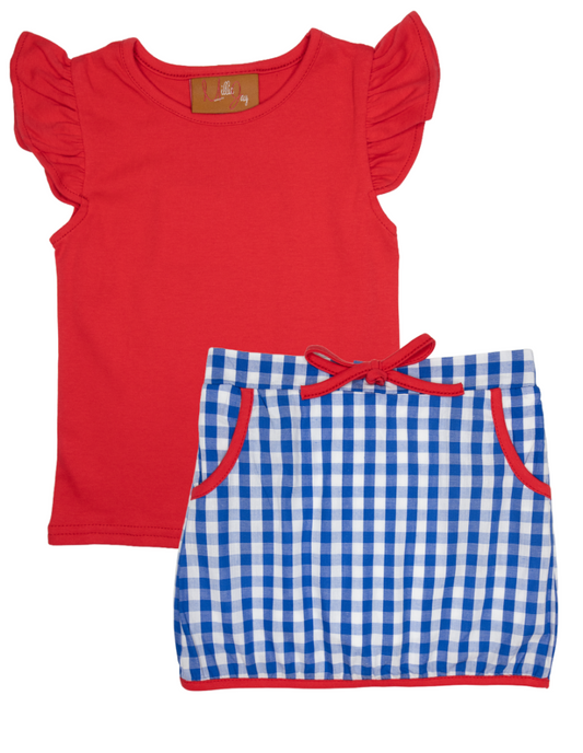 Rimi Skort Set - Red & Blue
