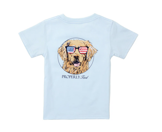 Boys Patriot Dog SS - Periwinkle