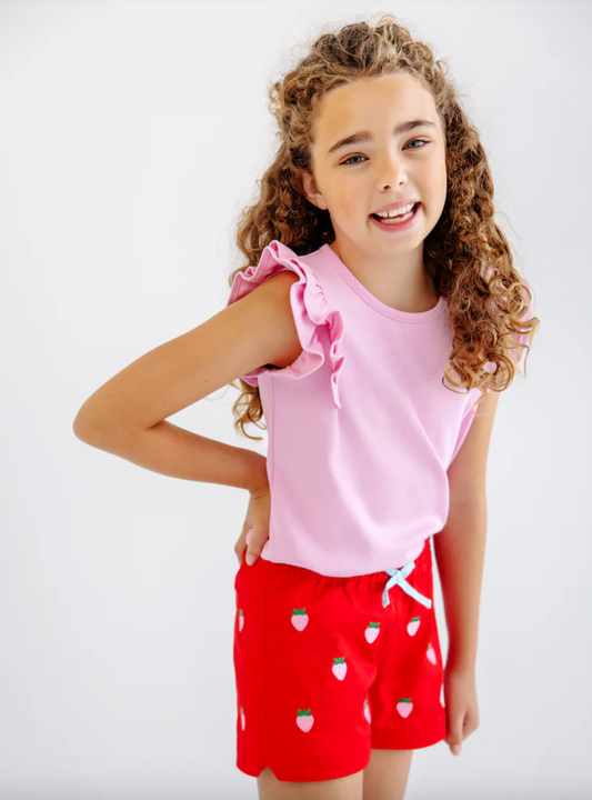 Ruehling Ruffle Top - Pier Party Pink