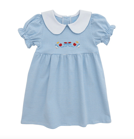Princess Dress - Cornflower Blue Stripe