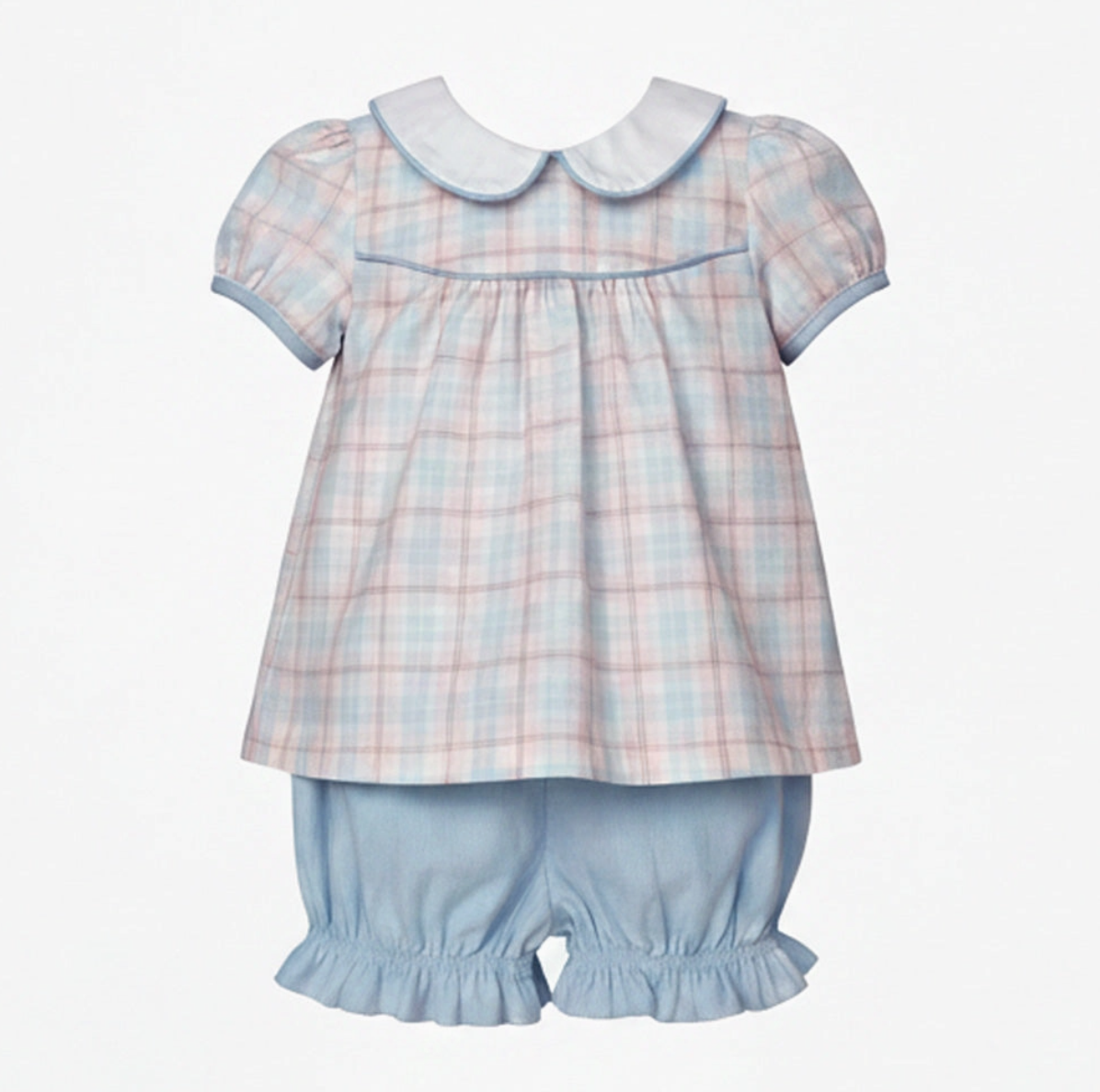 Pink/Blue Plaid Bloomer Set