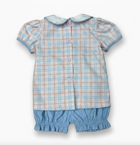 Pink/Blue Plaid Bloomer Set
