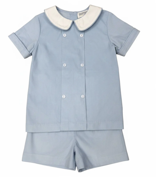 Blue Corduroy Short Set