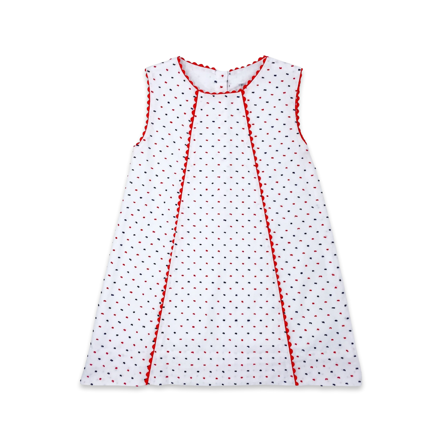 Amelia Aline Dress - Navy & Red Swiss Dot