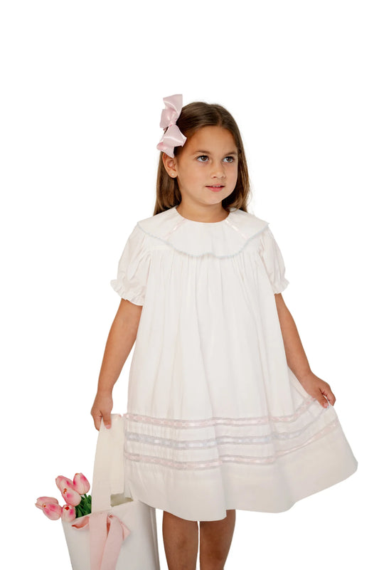 Donahue Dress - Blessings White, Blue, Pink