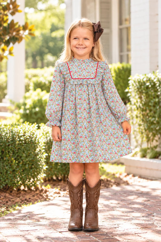 Haley Evergreen Floral Dress