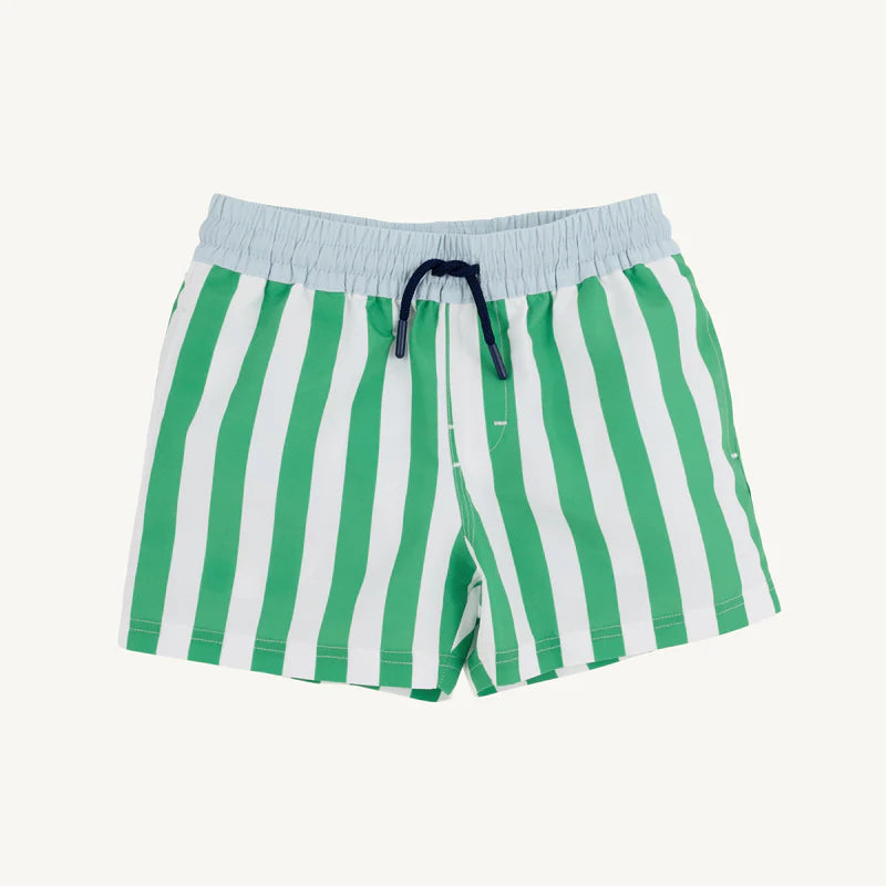 Turtle Bay Swim Trunks- Kiawah Kelly Green Stripe/Buckhead Blue