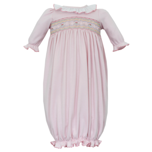 Riley Pastel Smocked Gown - Pink