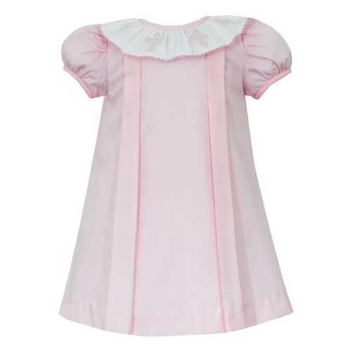 Crosses Ruffle Collar Dress - Pink