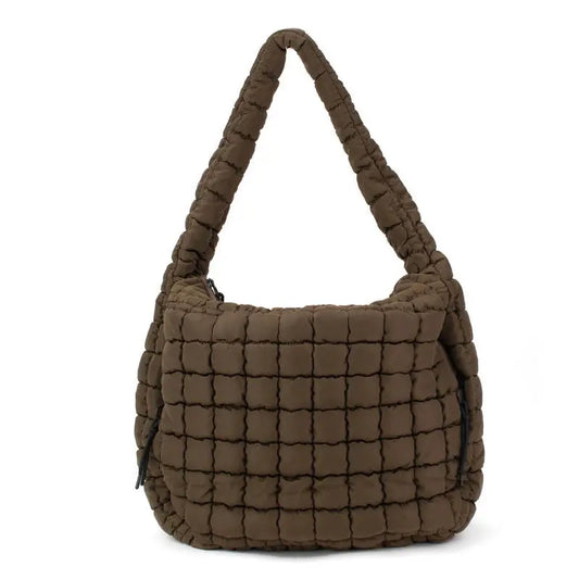 Carmella Pufferquilt Shoulder Bag Cocoa