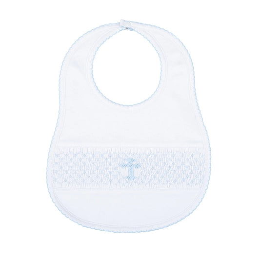 Blessed Smocked Bib - Blue