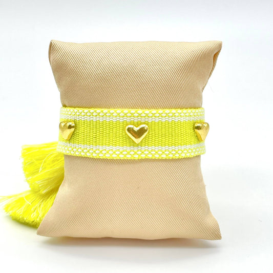 Gold Hearts ♥ ︎ Woven Yellow Bracelet