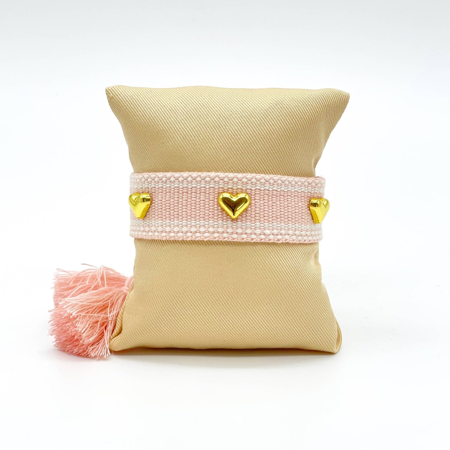 Gold Hearts ♥ ︎ Woven Pink Bracelet