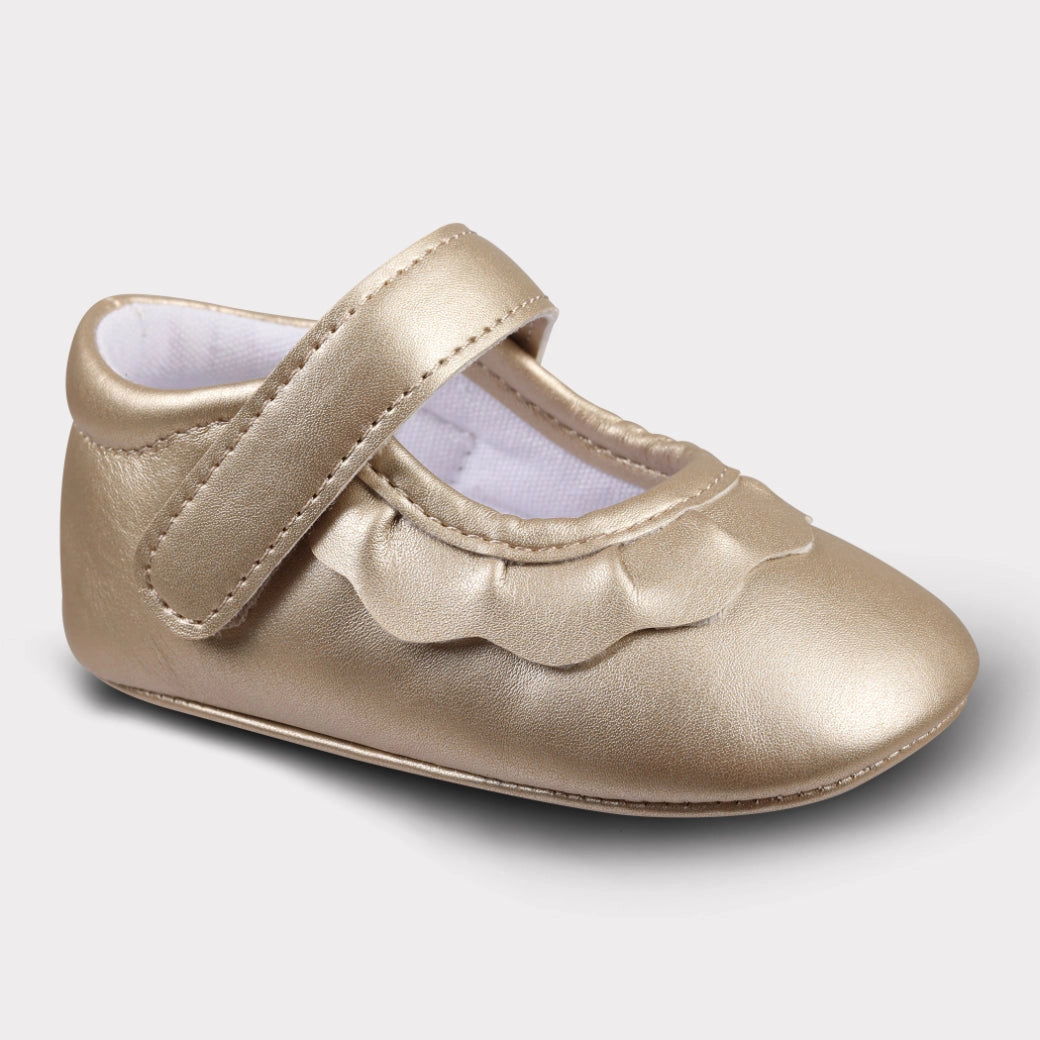 Amina Hook & Loop Crib Shoe-Gold