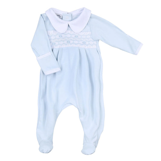 Phillip Smocked Footie - Blue