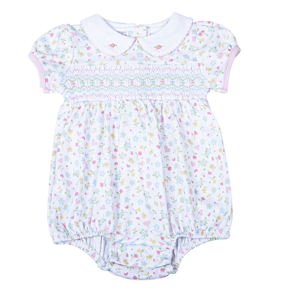 Clara's Smocked Collared Bubble - Pink