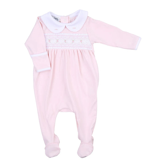 Fiona Smocked Footie - Pink