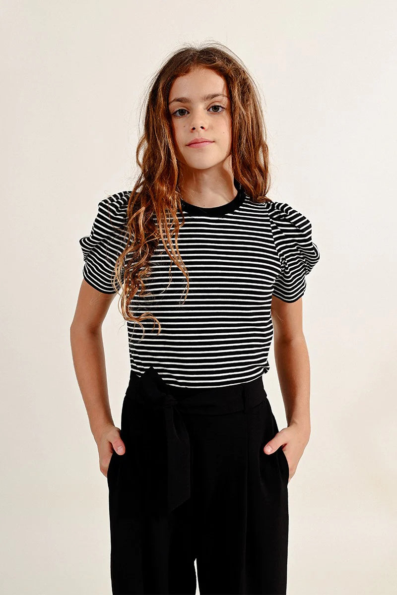 Striped Knit Top - Black