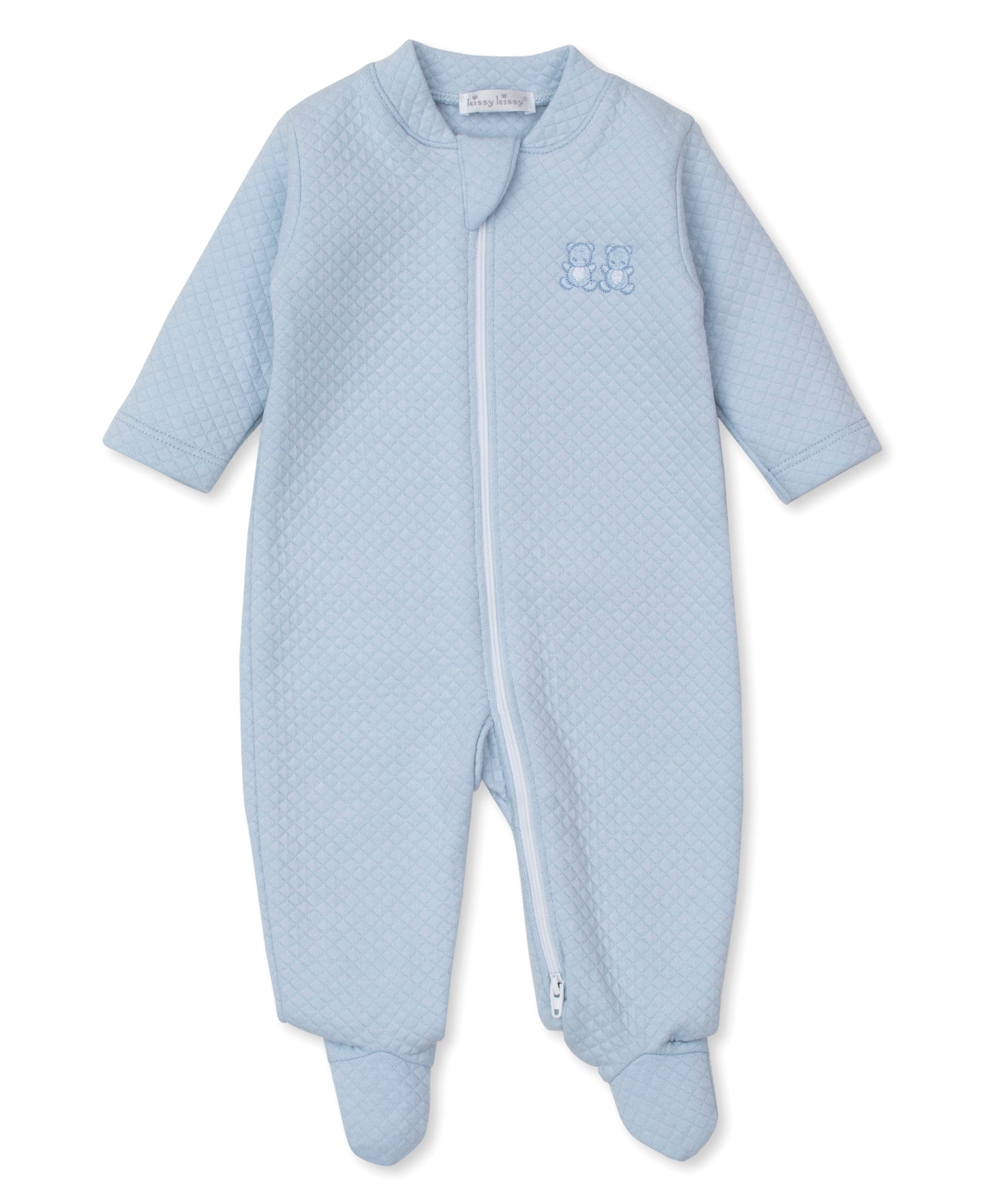 Baby Bear Cub Jacquard Footie - Blue