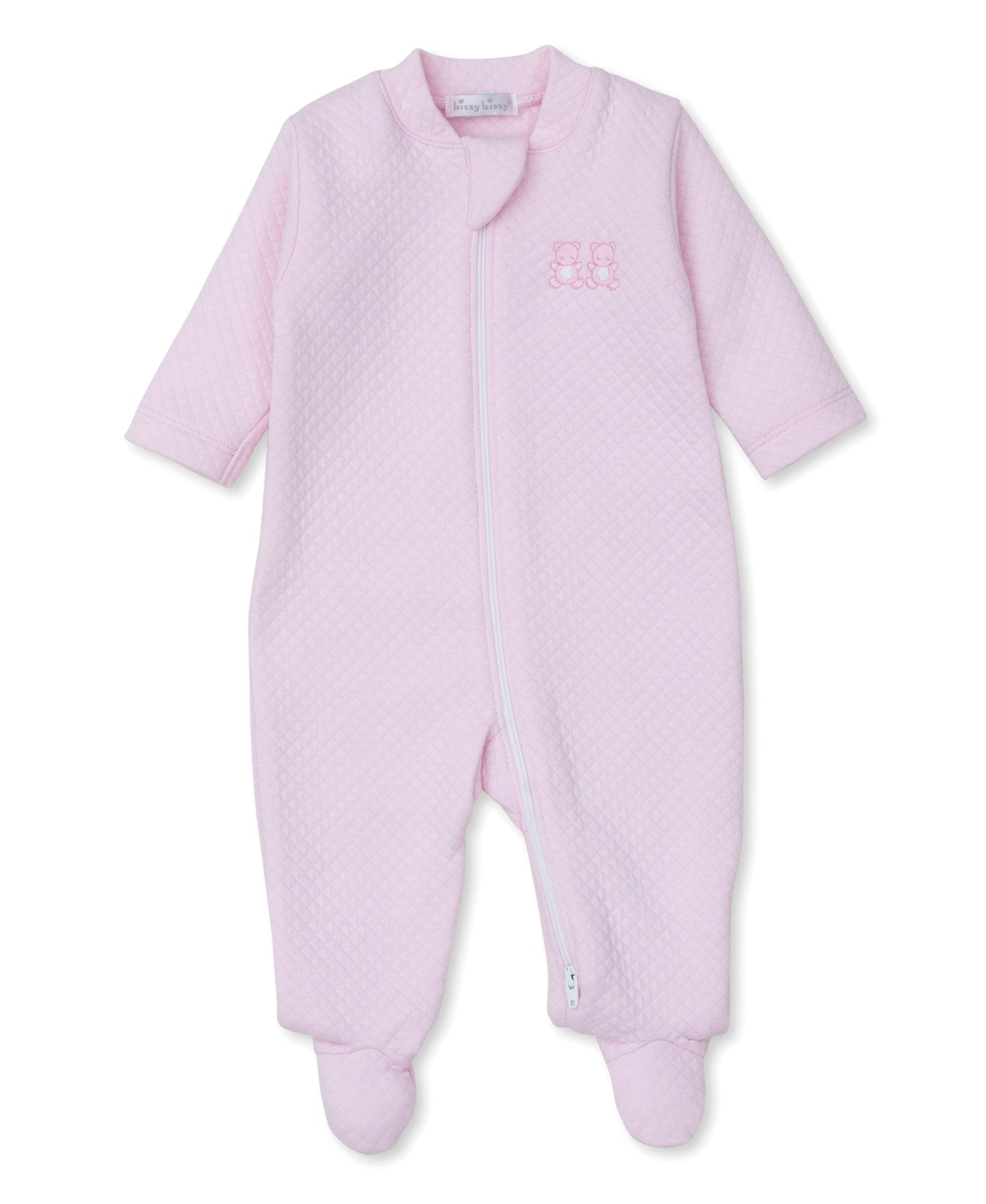 Baby Bear Cub Jacquard Footie - Pink