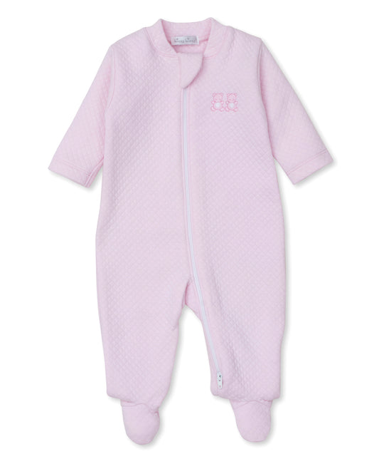 Baby Bear Cub Jacquard Footie - Pink