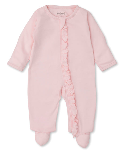 Pink Ruffle Zip Footie