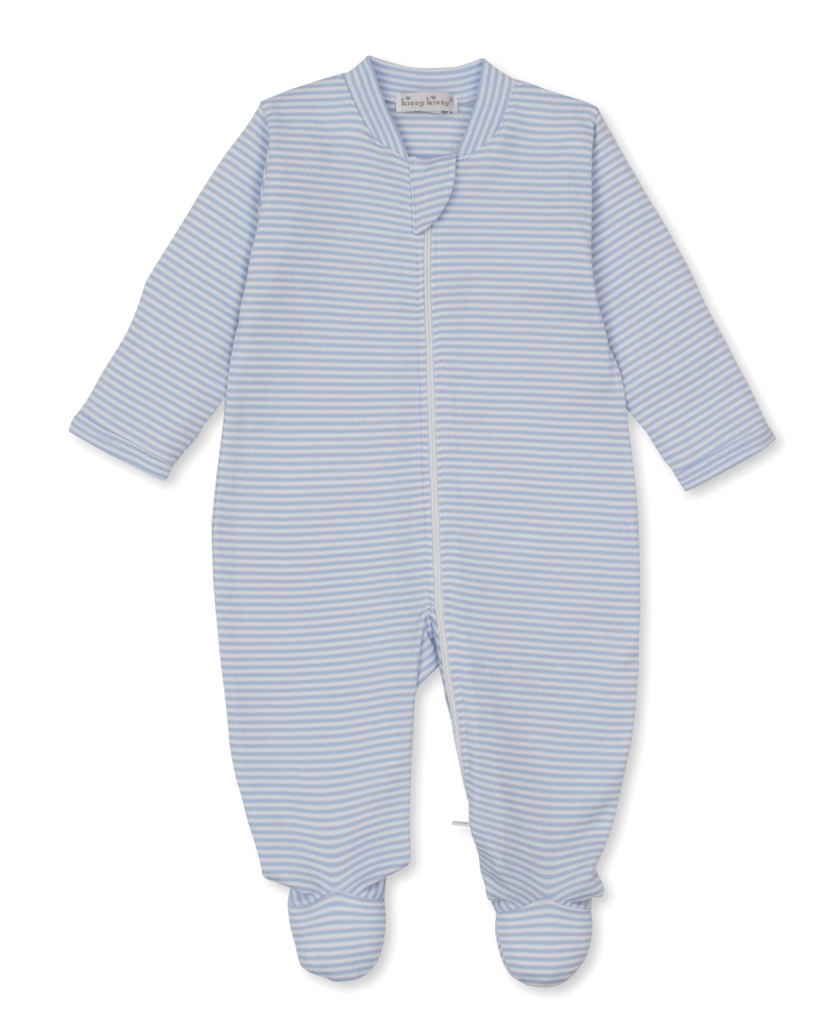 Kissy Stripes Footie - Blue