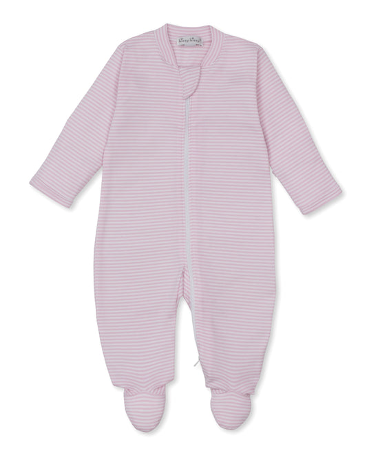 Kissy Stripes Footie - Pink