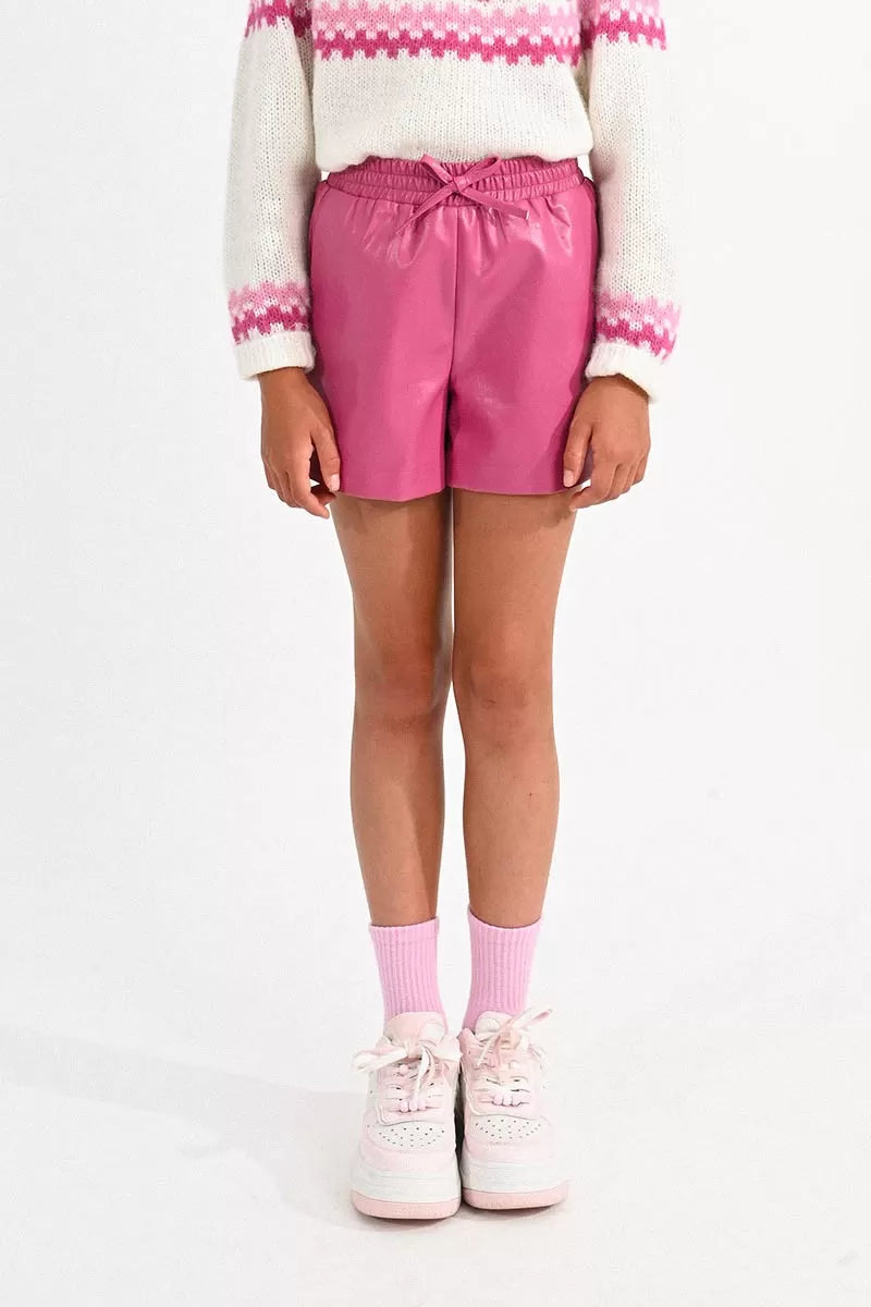 Pink Highwaist Leather Shorts