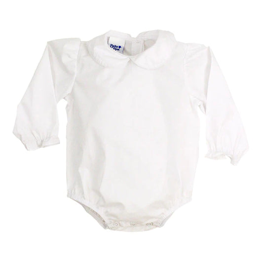 Girls L/S White Button Back Onesie