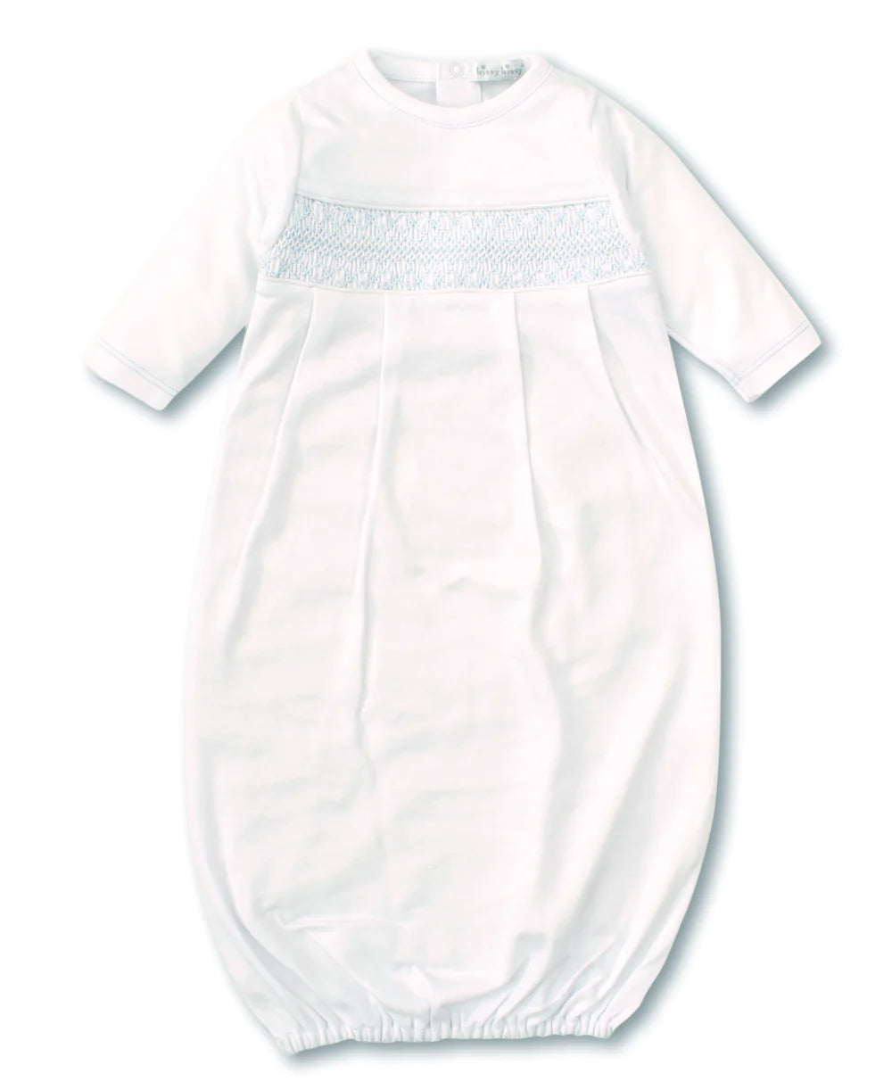 Charmed Smocked Gown - White/Blue