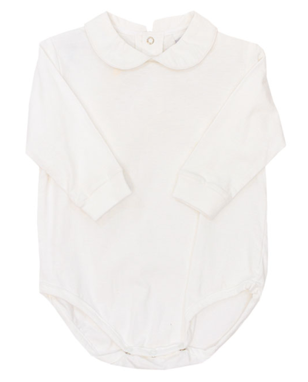 Boys White Long-Sleeve Onesie