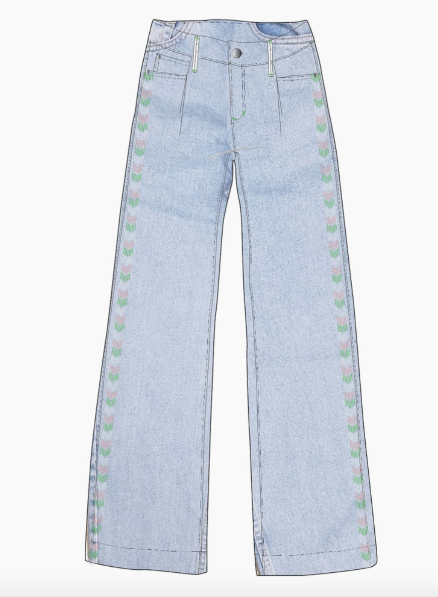 Embroidered Flare Jeans