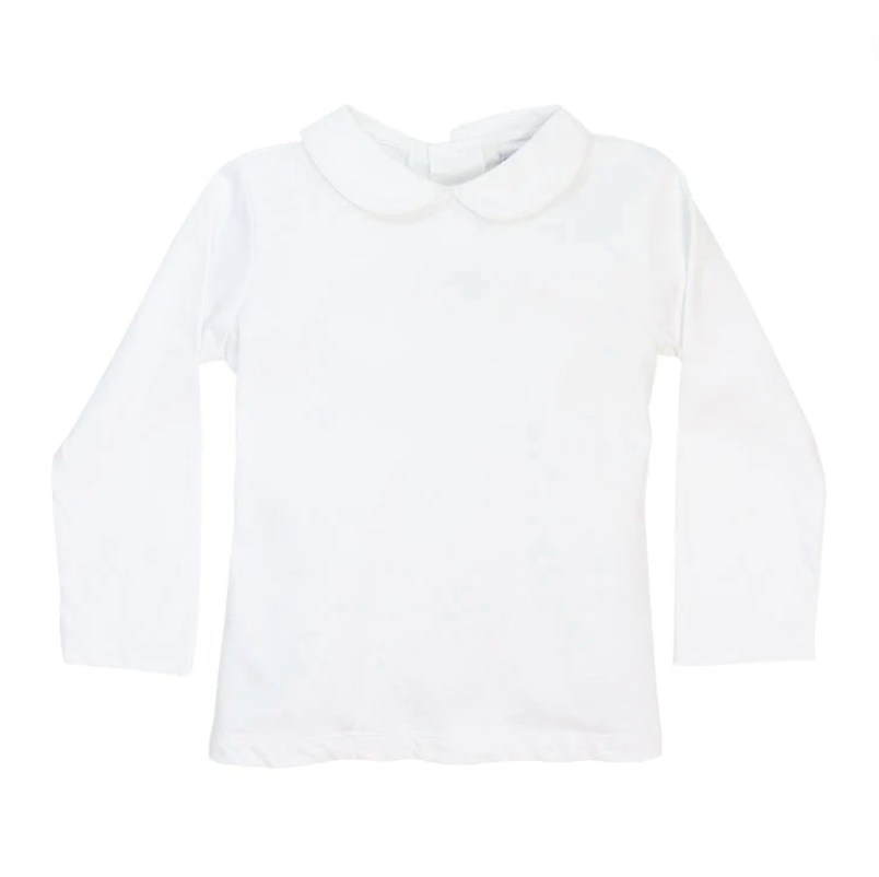 Knit L/S Boys Button Back Shirt, White