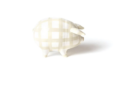 Ecru Gingham Piggy Bank