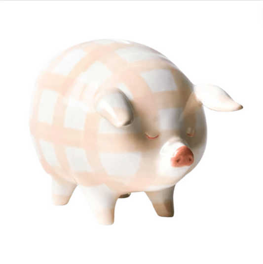 Pink Gingham Piggy Bank