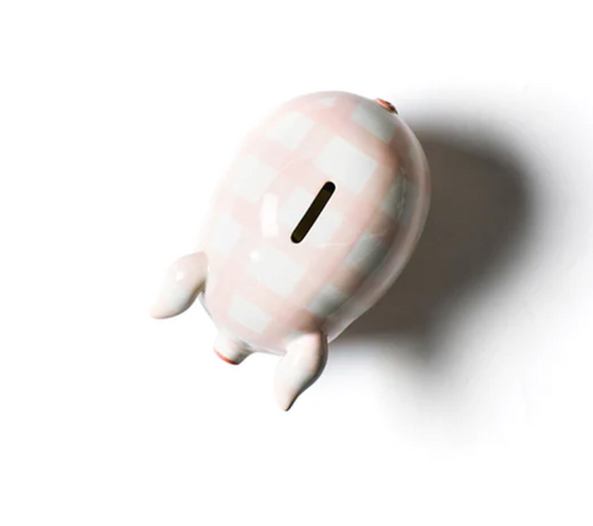 Pink Gingham Piggy Bank