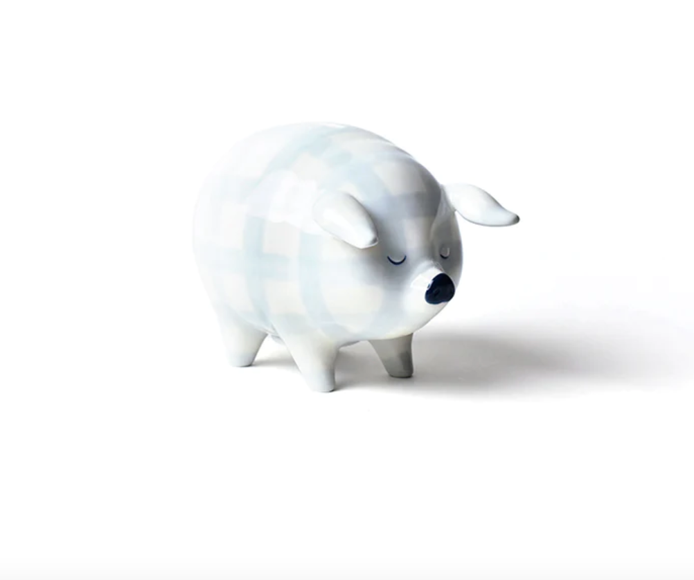 Blue Gingham Piggy Bank