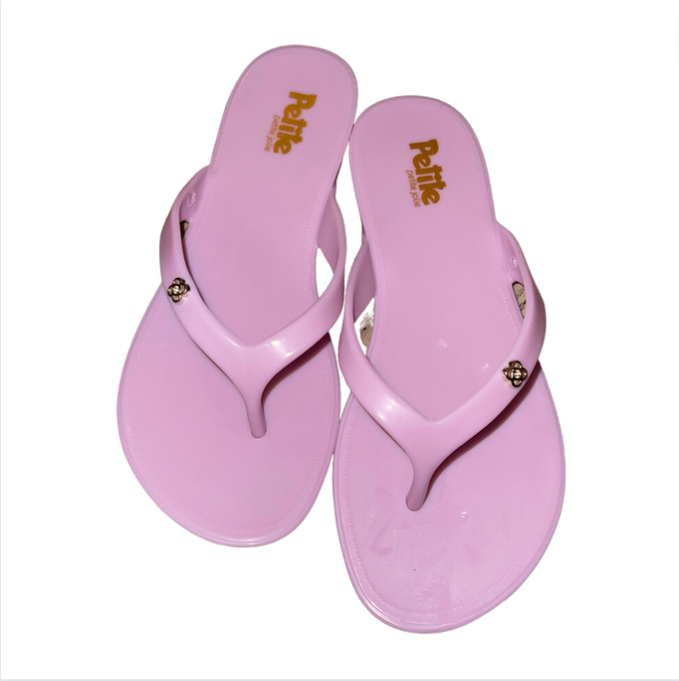 Petite Jolie  60s Lucky Bow Flip Flops in Neon Pink